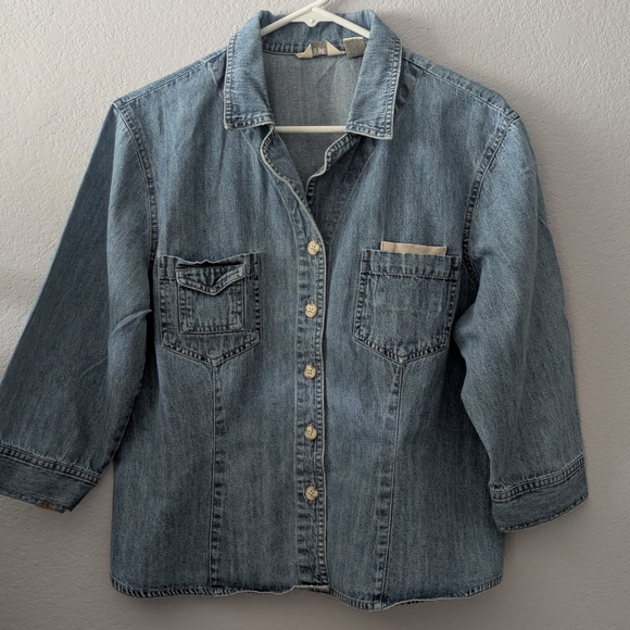 J JILL DENIM JEAN Denim Shirt Jacket Medium Wash Fitted - Picture 4 of 9